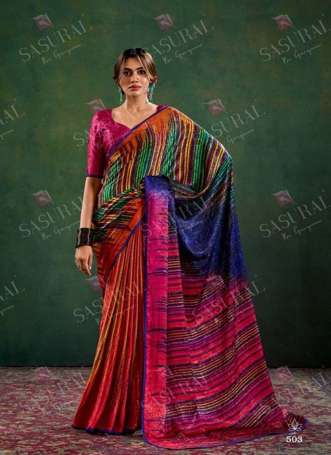 Sophia By Sasural Digital Printed Crape Jacquard Saree Exporters In India