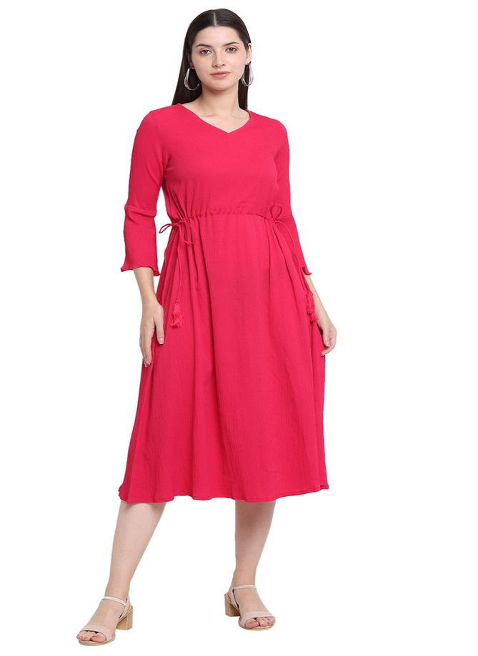 Raisin American Crepe Party Wear Western Midi Dress Catalog