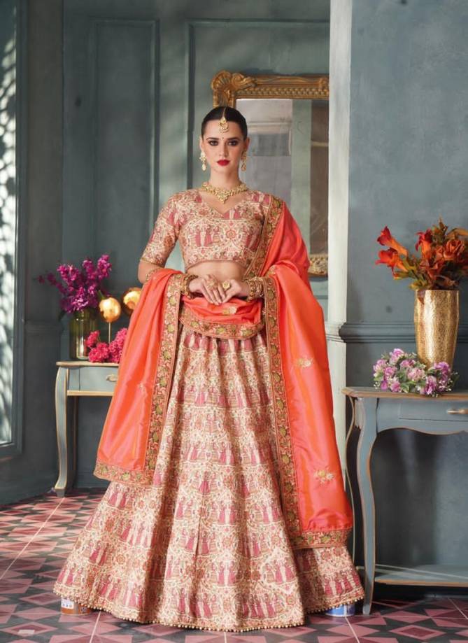 Designer Semistitched Pure Silk Bridal and Wedding Embroidery and Diamond Work Heavy Lehenga Choli Collectons