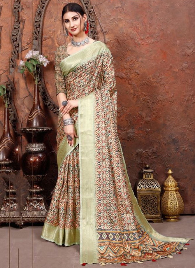 Pista And Multi Colour Heritage Digital Vol 2 Mintorsi Ethnic Wear Wholesale Silk Sarees Catalog 2009