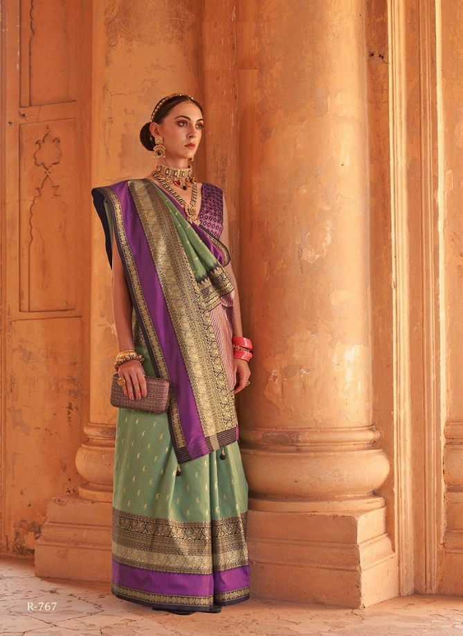 Pista And Purple Colour Prasang By Rewaa Silk Sarees Catalog 767