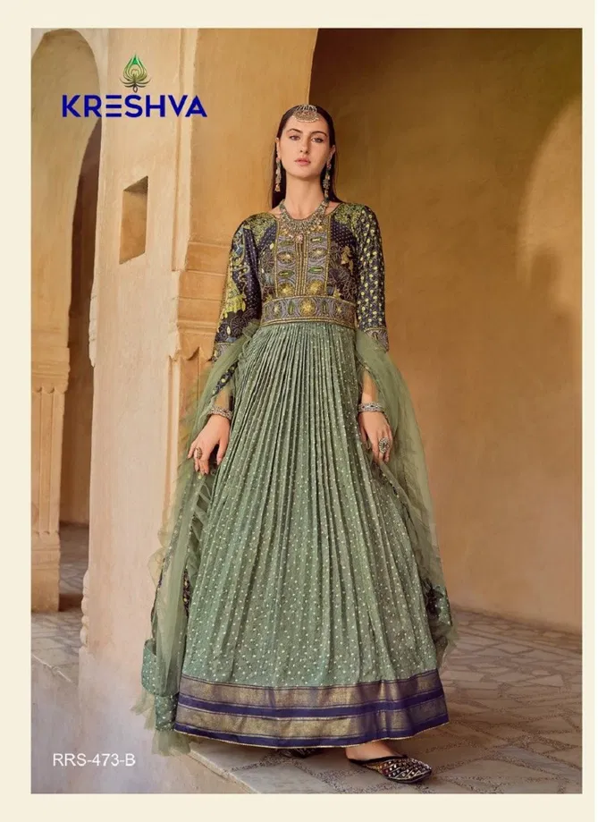 Aadyasha By Kreshva Smooth Silk Reception wear Gown Wholesale Online