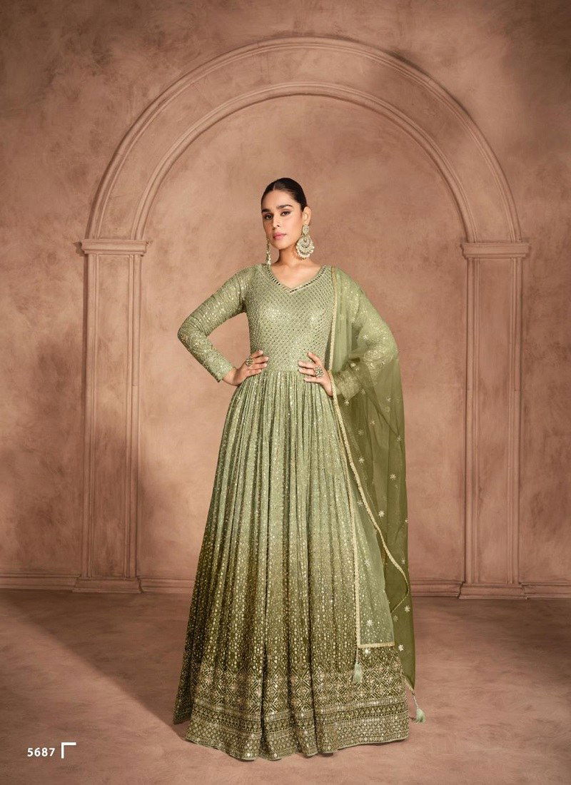 Aditi By Sayuri Georgette Wedding wear Gown With Dupatta Exporters In India