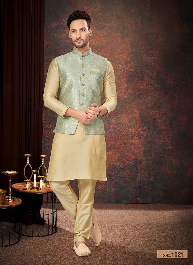 GS Fashion Party Wear Jacquard Mens Modi Jacket Kurta Pajama Wholesale Shop In Surat