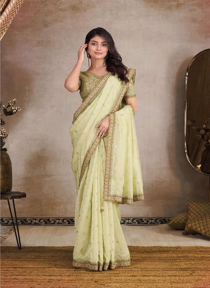 Gulabi By Renik Fashion Heavy Embroidery Organza Saree Suppliers In India