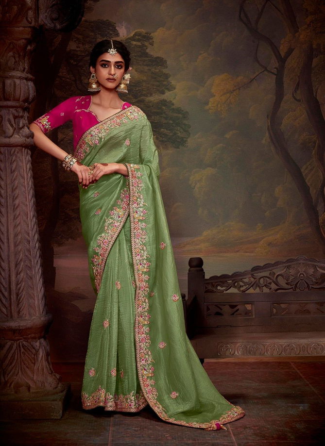 Naveli By Kimora Tissue Organza Weddding Wear Saree Suppliers In India