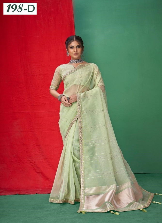 Sumitra 198 A To 198 F Organza Lining With Coding Jari Work Border Saree Manufacturers