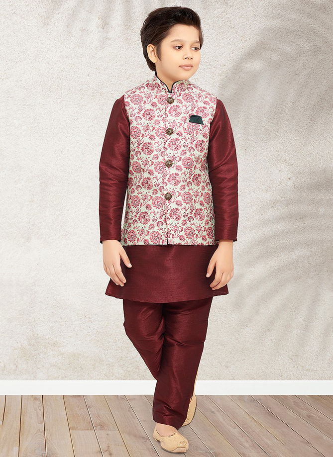 Pista Green And Maroon Ethnic Wear Wholesale Boys Wear Catalog 207