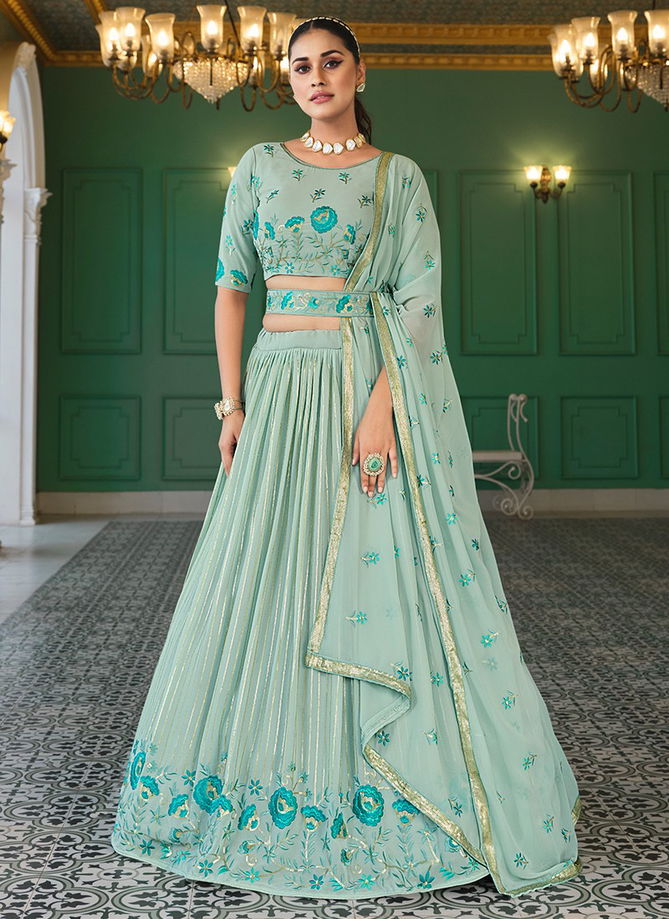 Pista Green Colour Girish Vol 4 Khushboo Wedding Wear Wholesale Designer Lehenga Choli Catalog 172