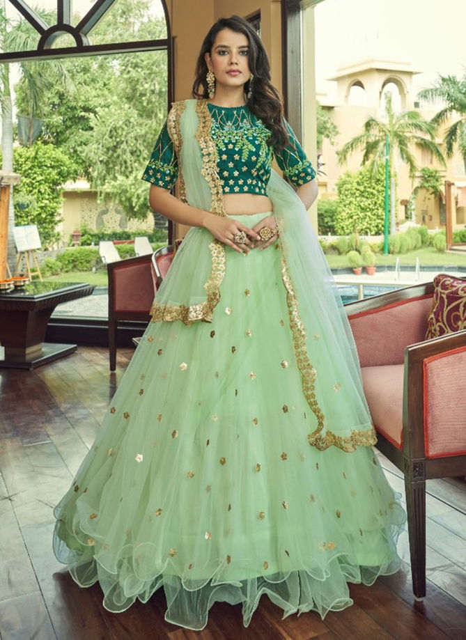 Pista Green Colour Rajwada Exlusive Wholesale Party Wear Lehenga Choli 1901