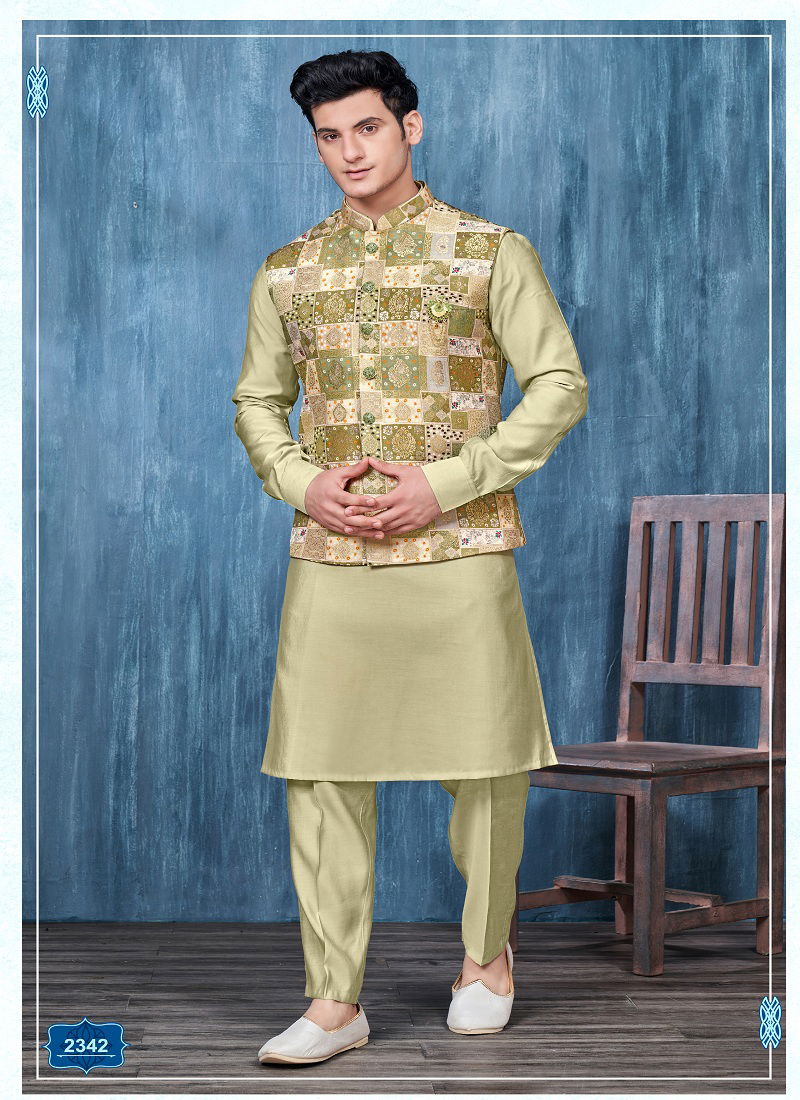 Function Wear Mens Modi Jacket Kurta Pajama Wholesale Market In Surat With Price