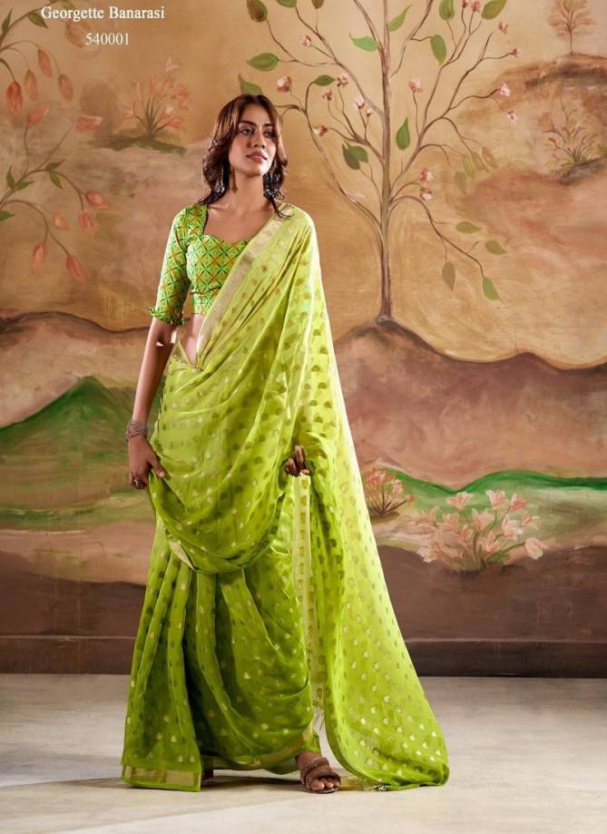 Marigold Silk By Rajpath Digital Banarasi Butta Georgette Saree Online Wholesale
