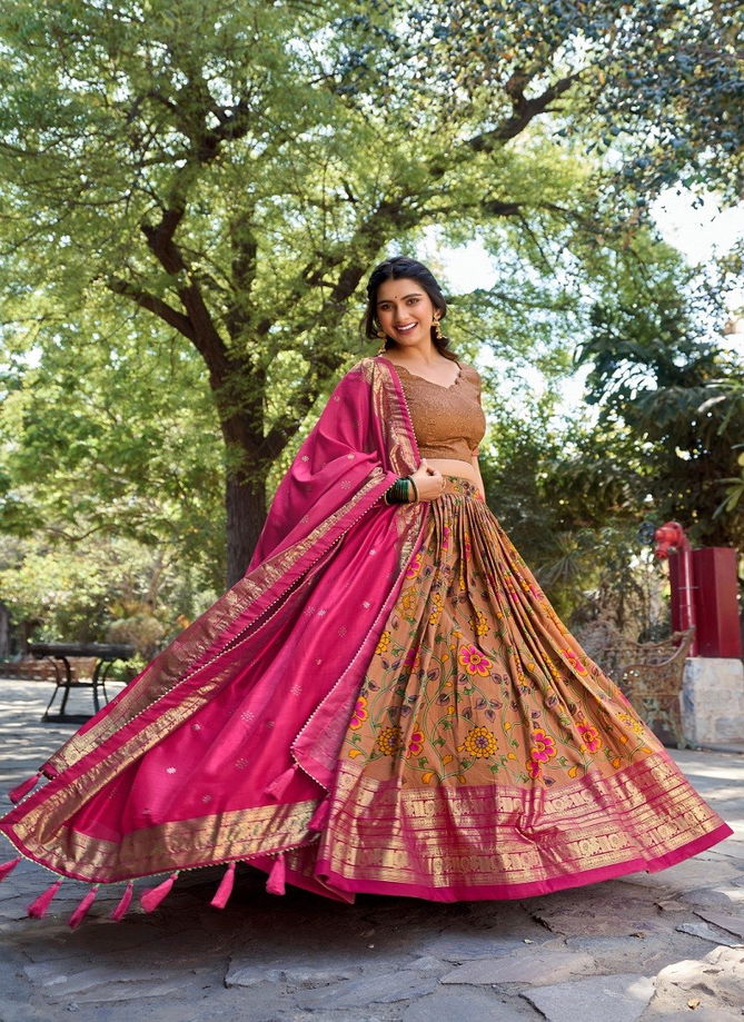 Priyamani By Aawiya Kalamkari Printed Tussar Silk Lehenga Choli Wholesale Online