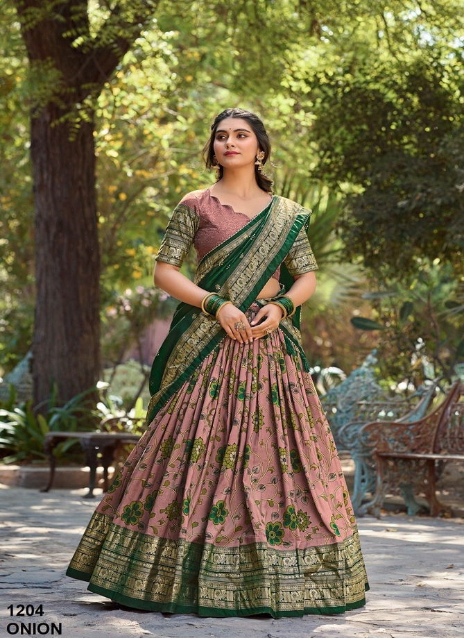 Priyamani By Aawiya Kalamkari Printed Tussar Silk Lehenga Choli Wholesale Online