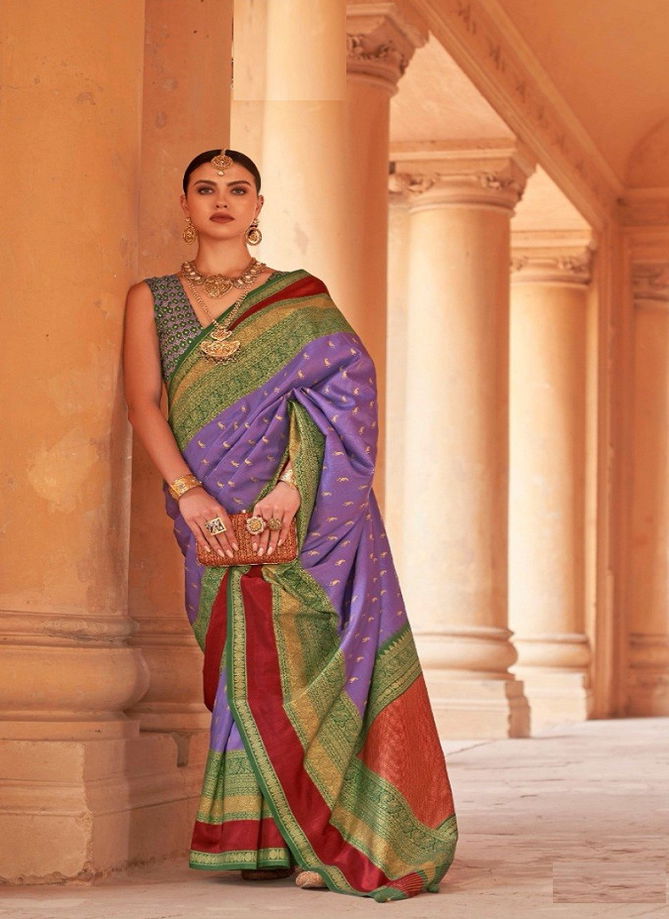 Purple And Green Colour Prasang By Rewaa Silk Sarees Catalog 768