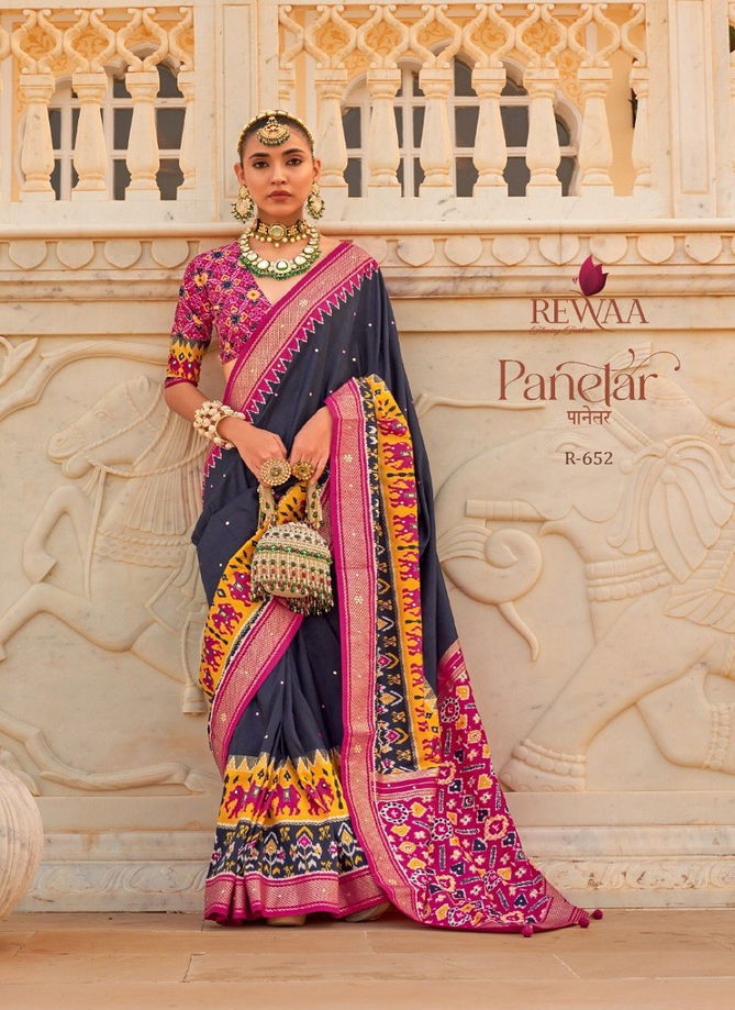 Purple And Pink Panetar By Rewaa Silk Saree Catalog 652