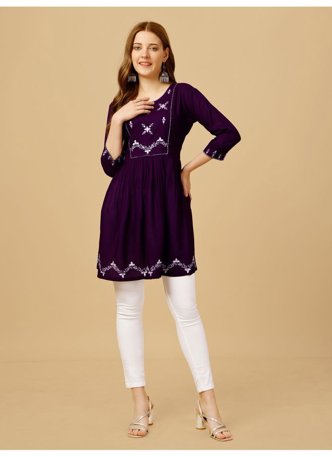 Purple Colour Aardhna 1050 Designer Kurti Catalog 6