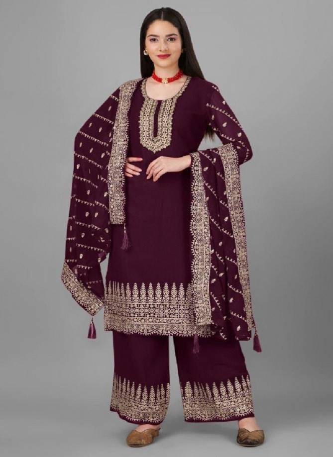 Purple Colour Aarti By Biva Georgette Suits Catalog 30011