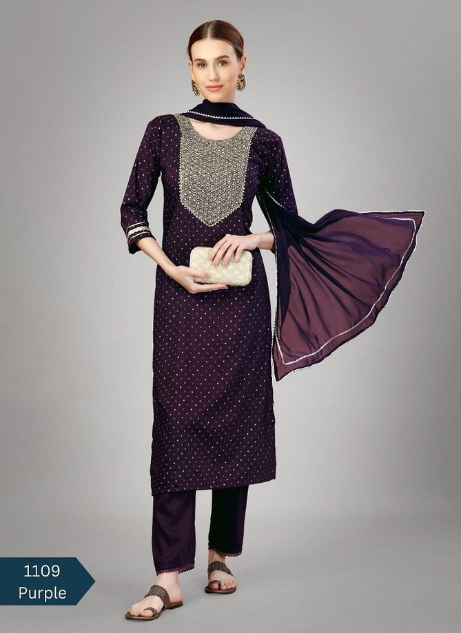 Aradhna 1109 Silk Blend With Embroidery Kurti Bottom With Dupatta Catalog