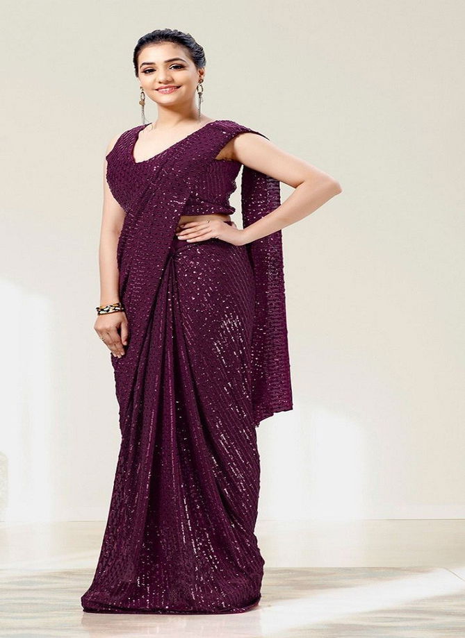 BT 271 Georgette Fancy Sequnce Work Party Wear Saree Catalog