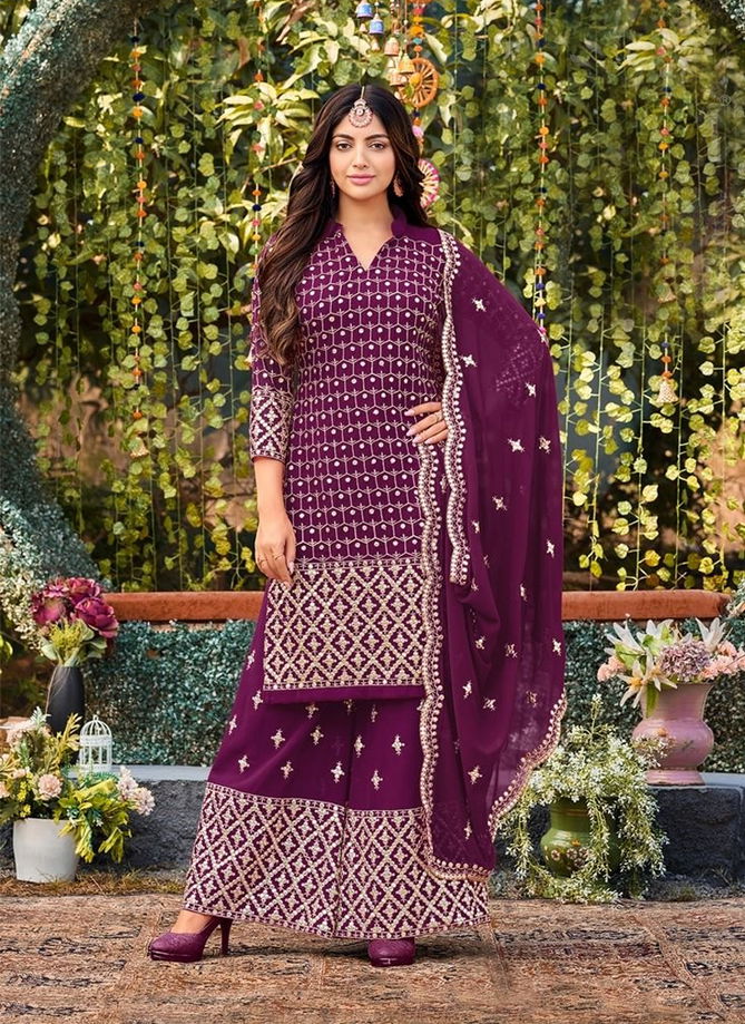 Purple Colour Celebration Colour Edition By Mrudangi Plazzo Suits Catalog 2040 C