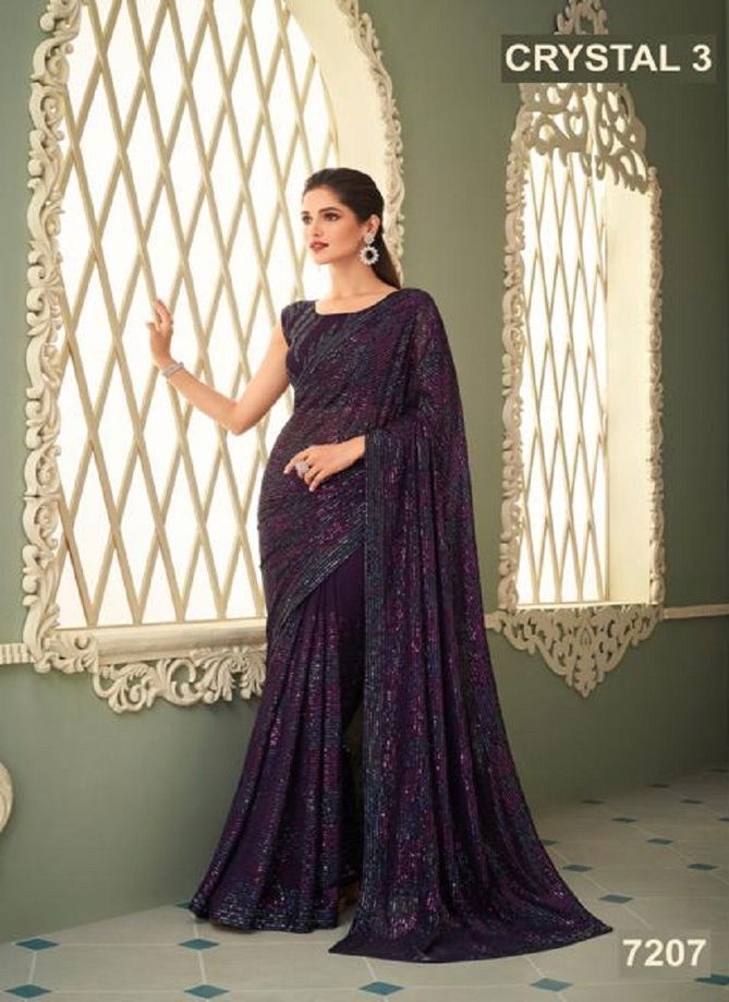 Purple Colour Crystal Vol 3 By TFH Designer Saree Catalog 7207