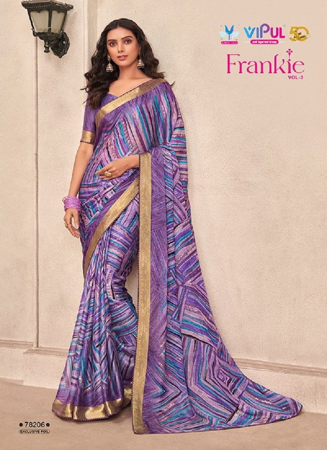 Frankie Vol 3 By Vipul Chiffon Printed Daily Wear Sarees Wholesale Clothing Suppliers in India 