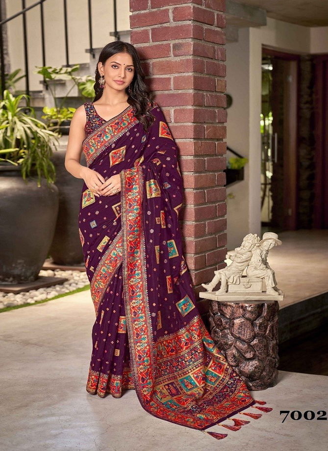 Purple Colour Maanvi By Monjolika Fashion Printed Saree Catalog 7002