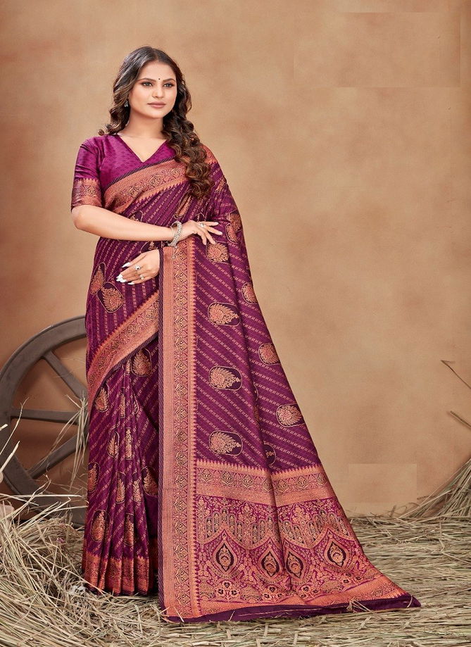 Purple Colour Maanyata By Monjolika Silk Saree Catalog 6304