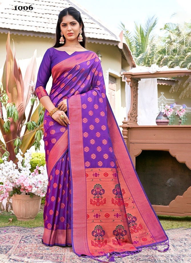 Purple Colour Maitri Silk By Sangam Banarasi Silk Saree Catalog 1006