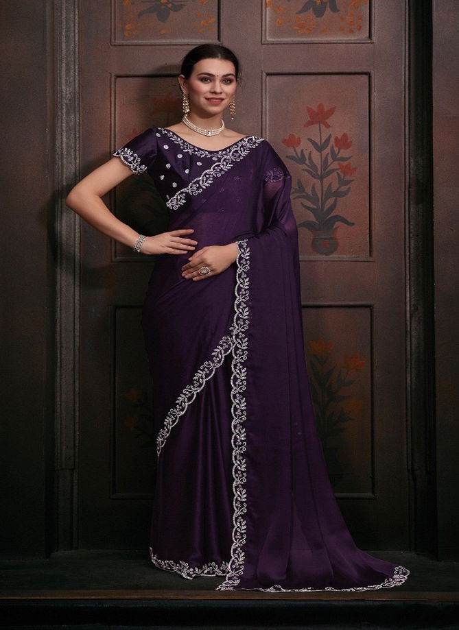 Mehek 752 A TO F Pure Satin Chiffon Party Wear Saree Wholesale Clothing Distributors In India