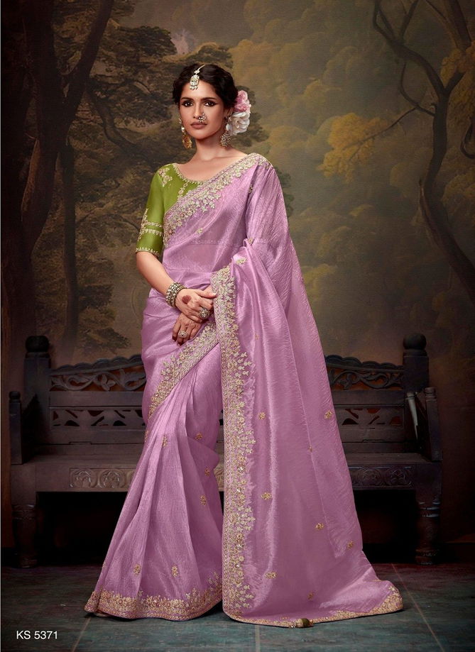 Naveli By Kimora Tissue Organza Weddding Wear Saree Suppliers In India