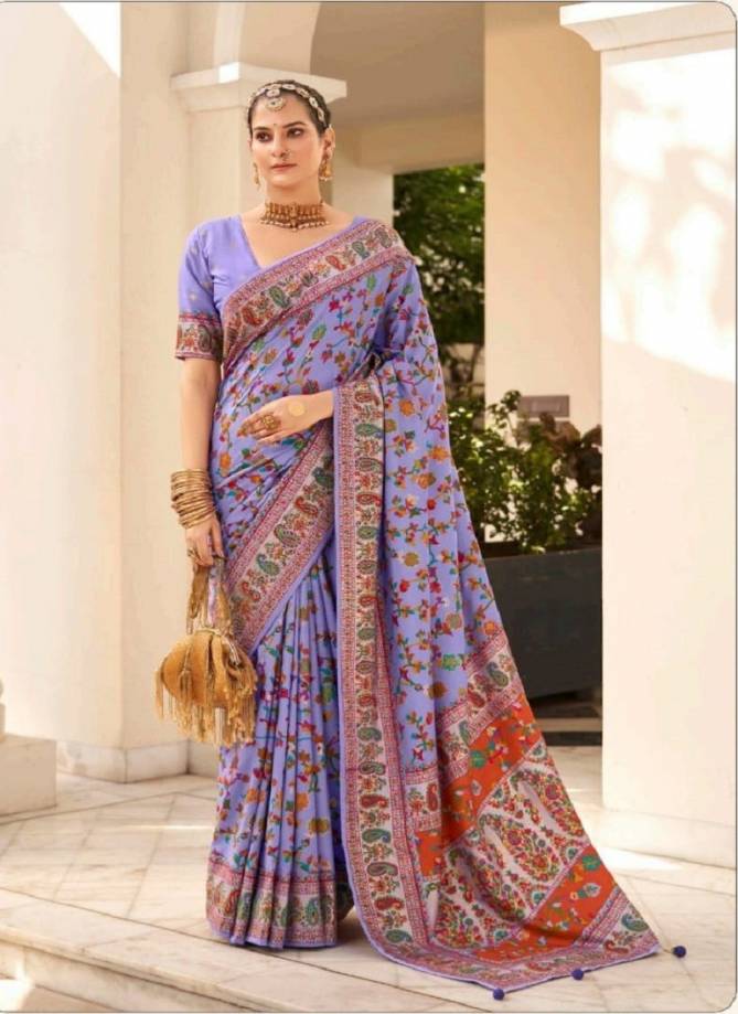Pashmina By Shubh Shree Velvet Tussar Silk Designer Saree Catalog