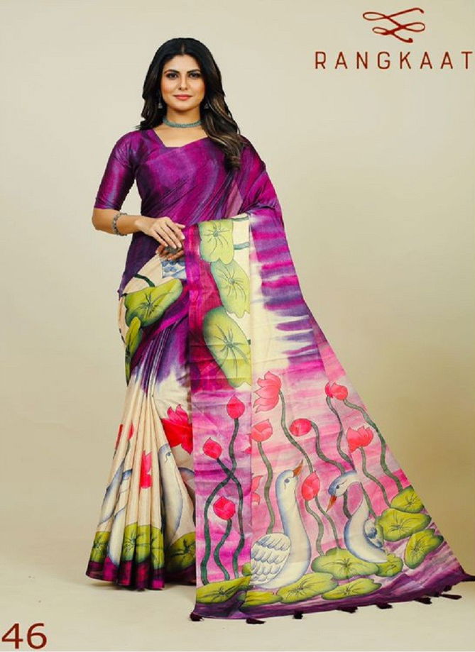 Rangkaat 44 To 49 Tusser Silk Printed Wholesale Saree Suppliers In Mumbai