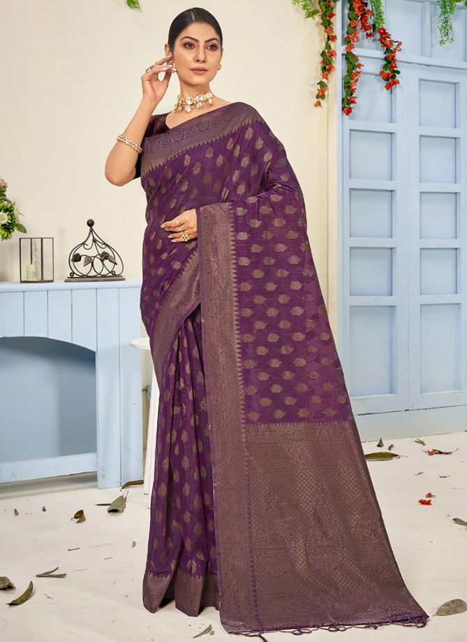 Purple Colour Royal Exclusive Wholesale Cotton Sarees Catalog 3347