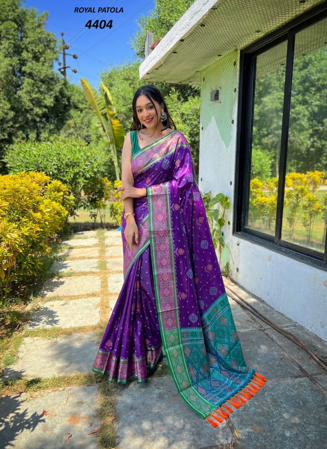 Purple Colour Royal Patola By Fashion Lab Silk Saree Catalog 4404