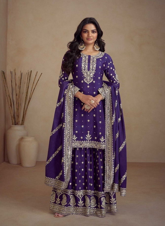 Sadaf By Gulkayra Real Chinon Plazoo Readymade Suits Supplier In India