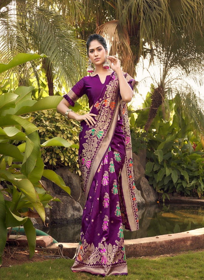 Purple Colour Selmae By The Fabrica 18001 To 18006 Silk Saree Catalog 18003