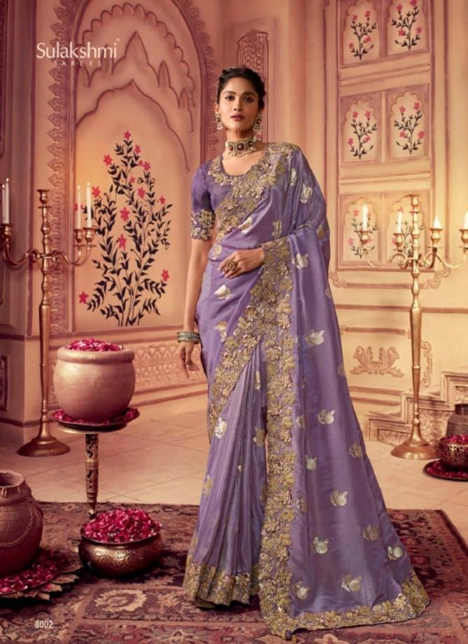 Purple Colour Suvarna By Sulakshmi Wedding Saree Catalog 8002