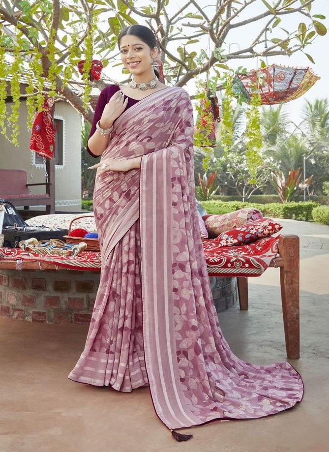 Purple Colour Tripti By 5 D Printed Saree Catalog 4002