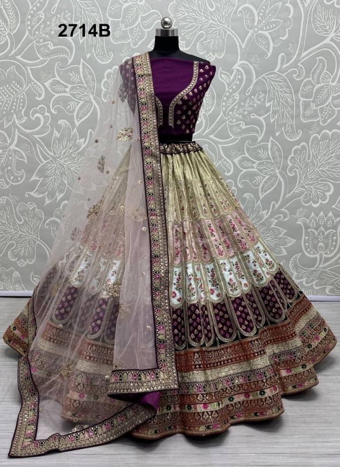 2714 A And 2714 B by Anjani Silk Embroidery Bridal Lehenga Choli Exporters In India