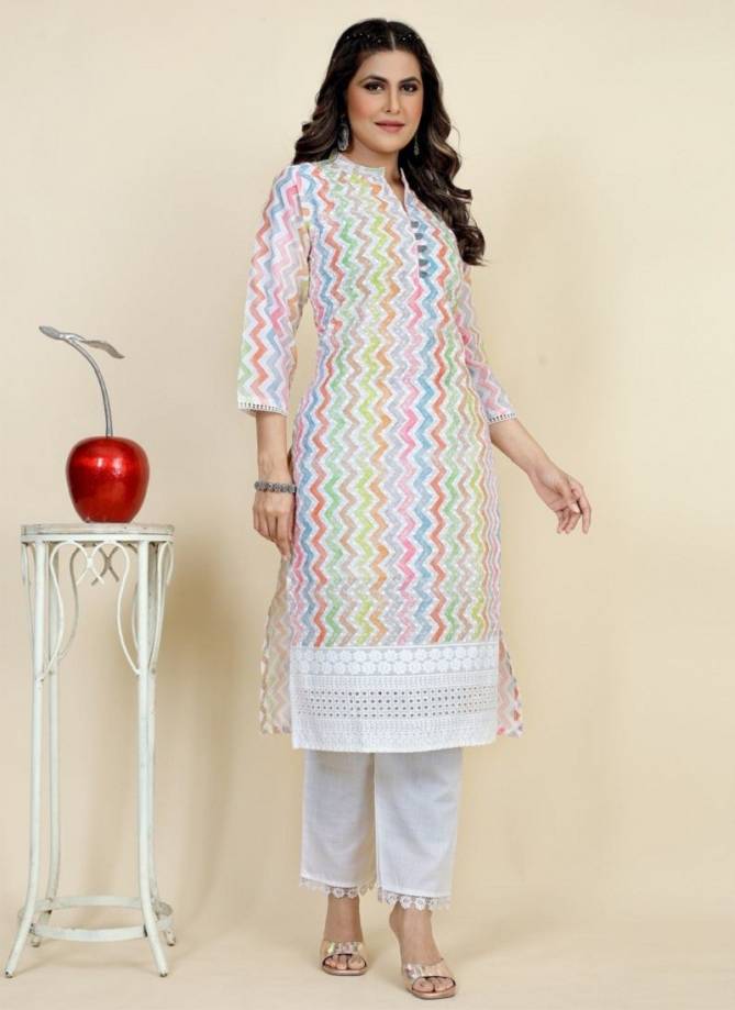 Buy online White Printed Georgette Kurti from Kurta Kurtis for Women by  Kinmin for ₹1299 at 0% off | 2024 Limeroad.com
