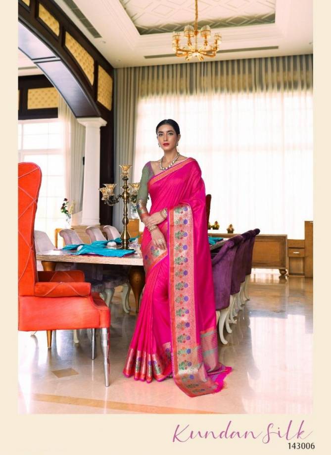 RajTex Kundan Silk Handloom Weaving Silk Wedding Wear Designer and PartyWear Saree Collections