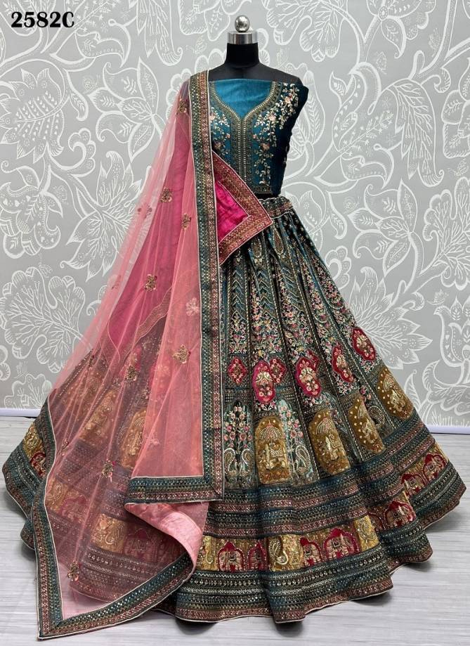 Anjani Art Velvet Embroidered Multi Thread Work Bridal Lehenga Choli Catalog