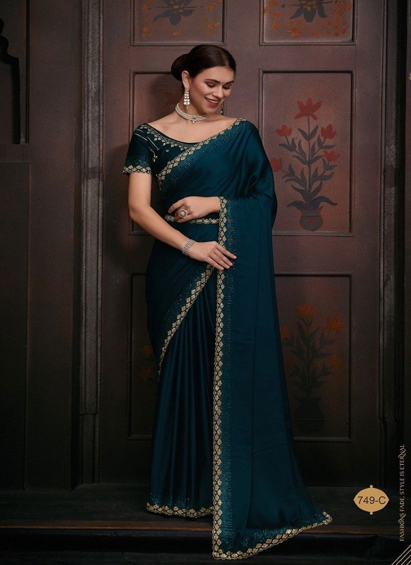 Mehek 749 A TO F Pure Satin Georgette Party Wear Saree Wholesale Market In Surat