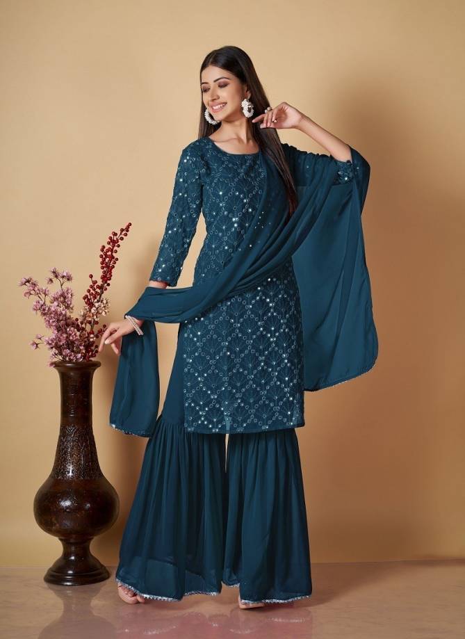 Prisha Kurti Vol 4 Gerogette Sharara Readymade Suits Wholesale Maket In Surat