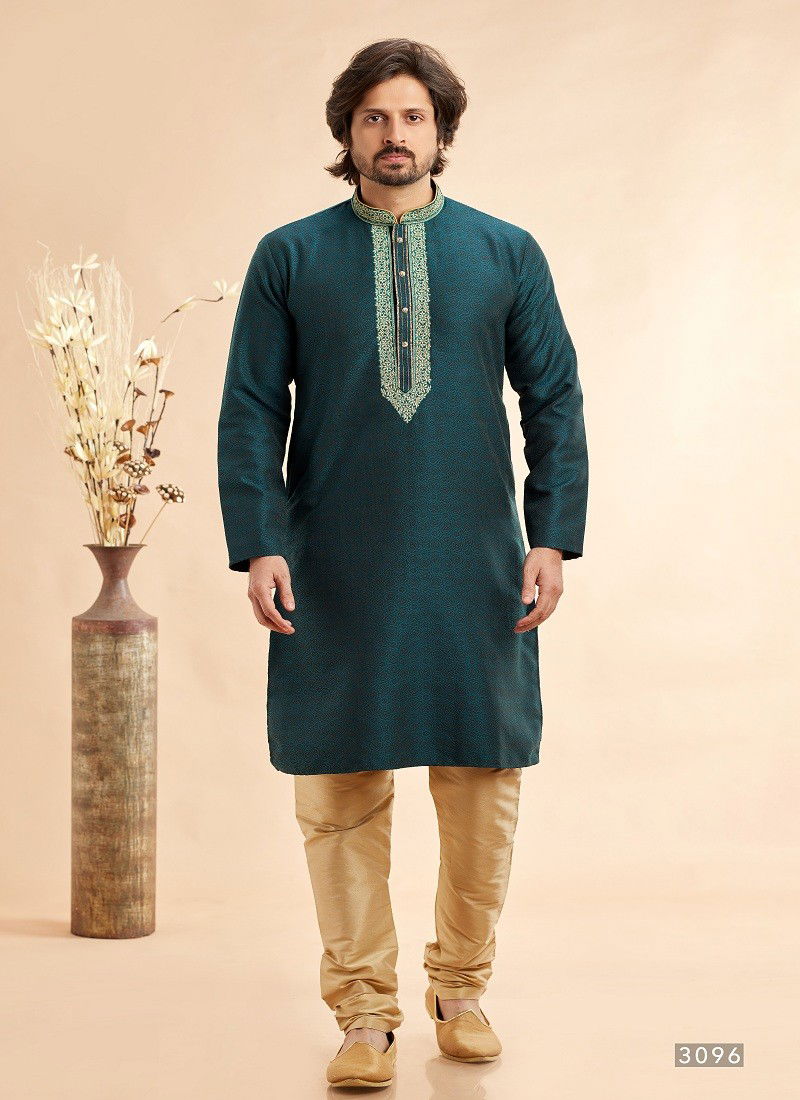 Vol 93 Occasion Wear Jaquard Art Silk Mens Kurta Pajama Wholesale Online