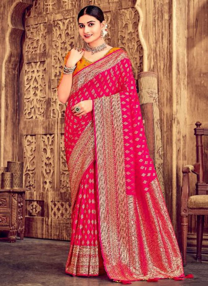 Rani Colour Banarasi Wholesale Ethnic Wear Designer Saree Catalog 410