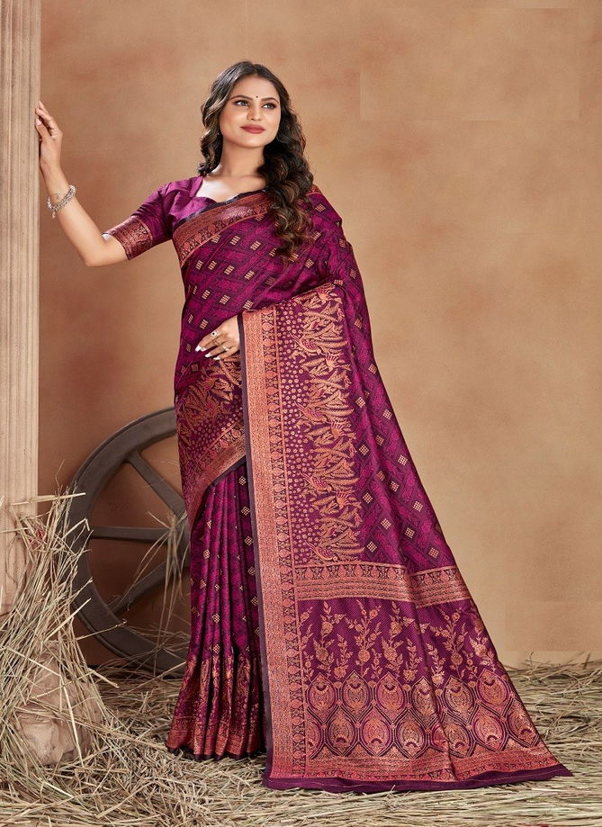 Rani Colour Maanyata By Monjolika Silk Saree Catalog 6307