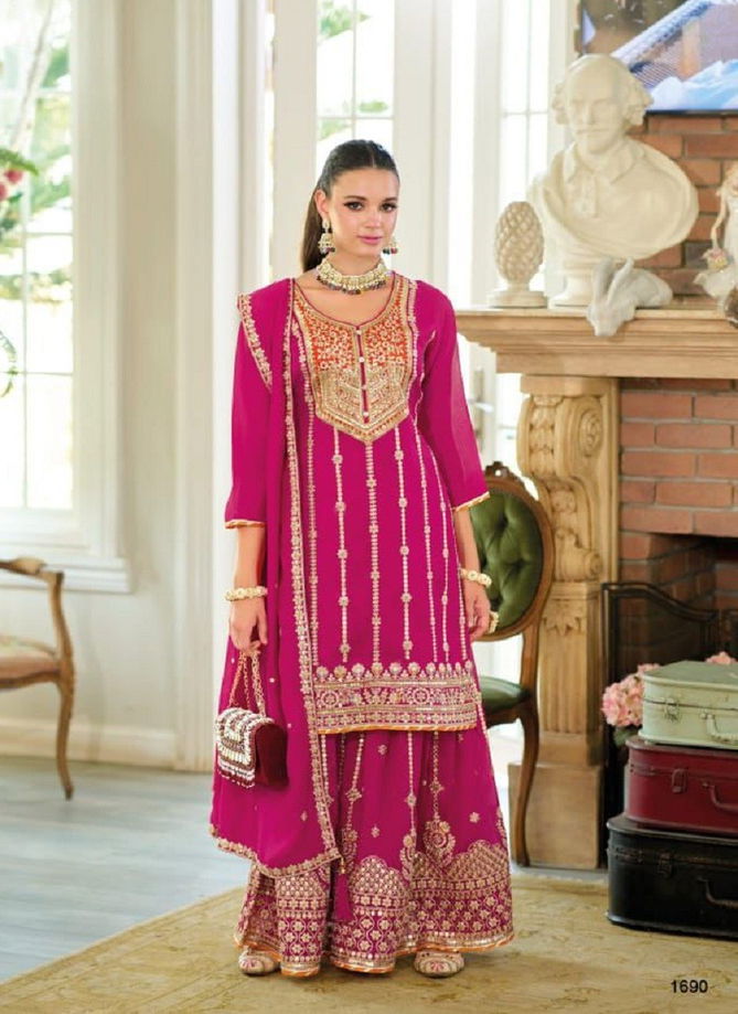 Shahi By Eba Premium Silk Embroidery Wholesale Readymade Plazzo Suits In India